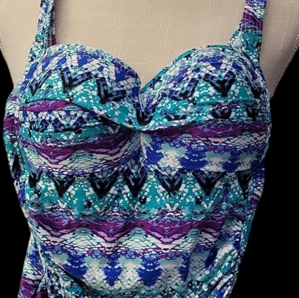 NipTuck Blue and Purple Patterned Swimsuit - Picture 3 of 6
